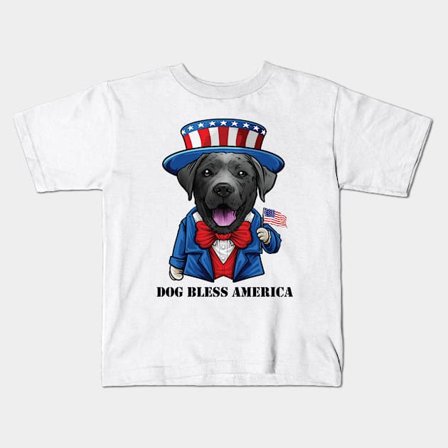 Black Labrador Retriever Dog Bless America Kids T-Shirt by whyitsme